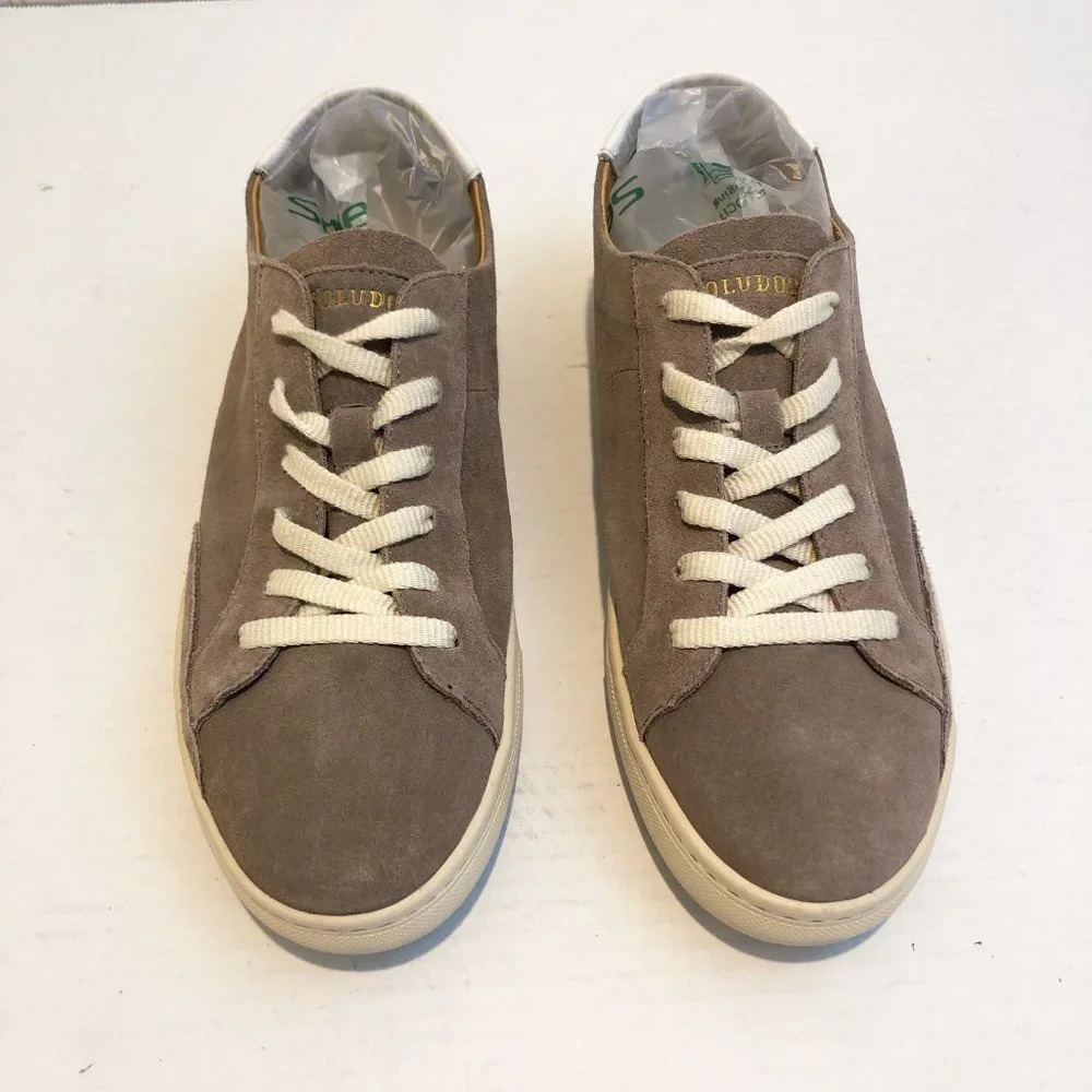 Soludos Gray Cream Suede Leather Low Top Lace Up Classic Bohemian Sneakers 10 - Picture 3 of 10